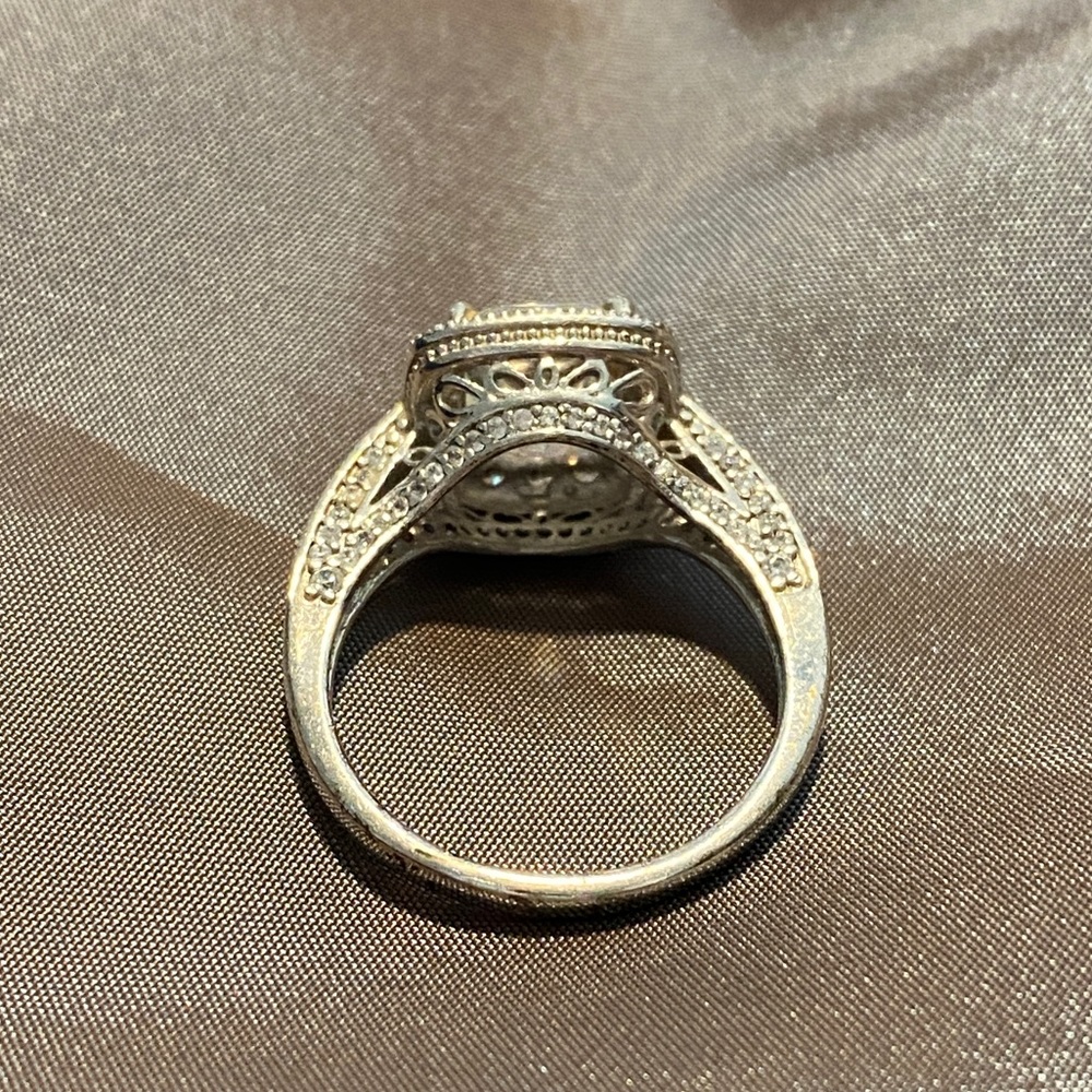 Sterling Silver Faux Diamond Ring Size 8/9 - Picture 4 of 6
